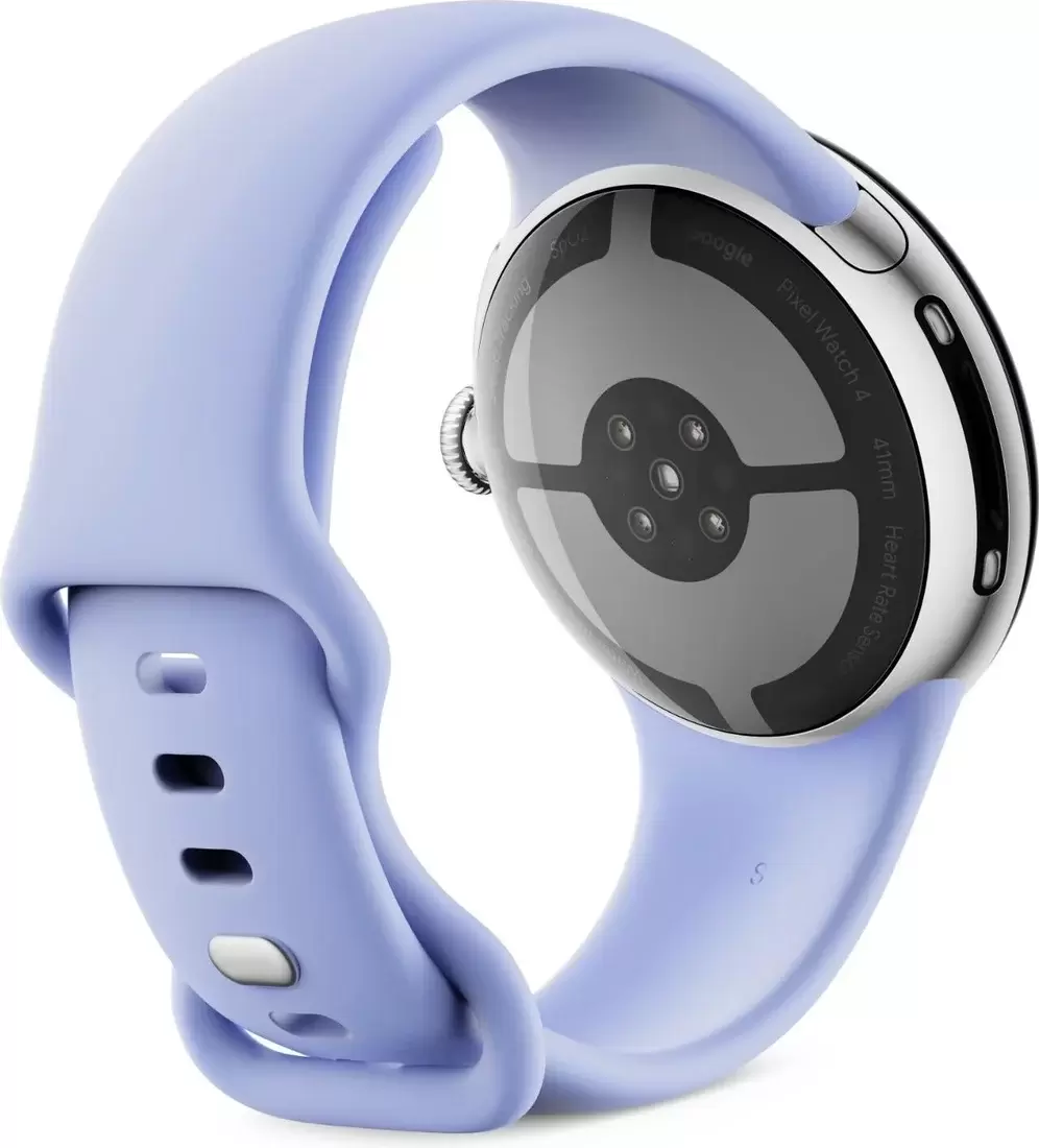 Умные часы Google Pixel Watch 4 LTE 41 мм (глянцевый серебристый/айрис, спортивный силиконовый ремешок) фото 5