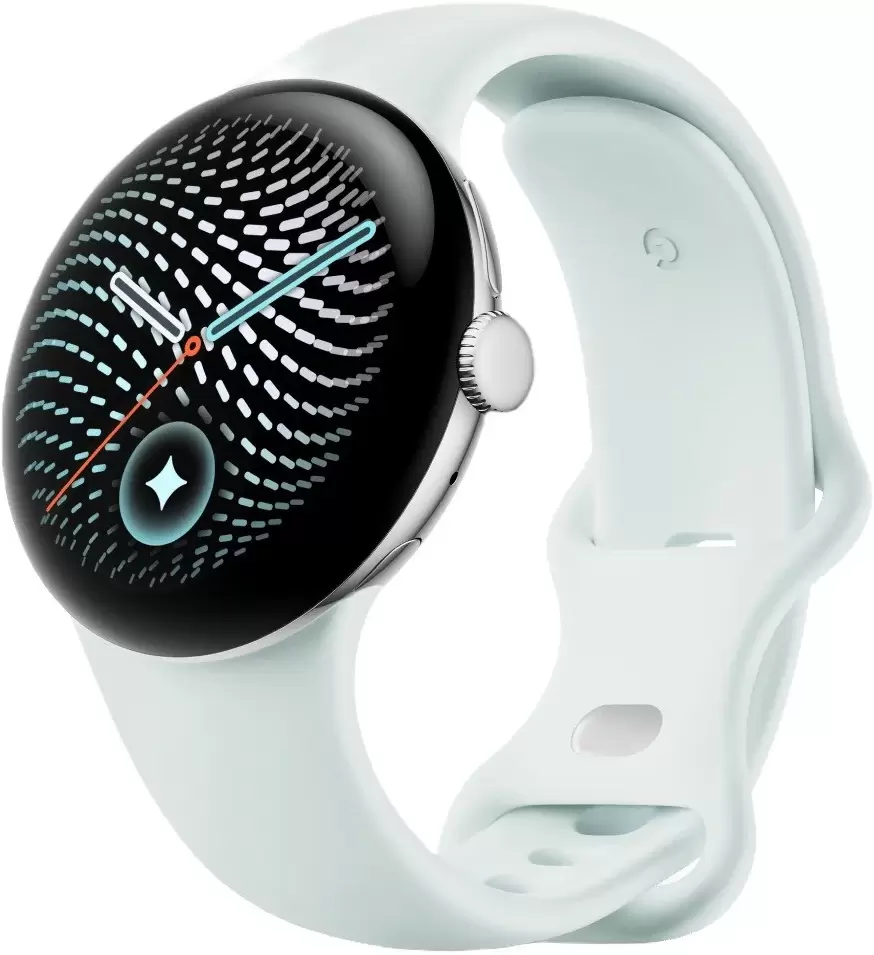 Google Pixel Watch 5 45 мм (серебристый глянцевый/туман, спортивный силиконовый ремешок)