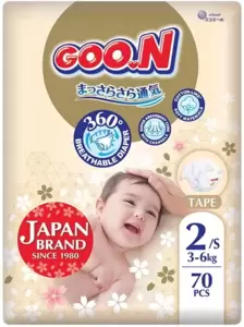 Подгузники детские GooN Premium Soft 2 S 3-6 кг (70 шт) фото