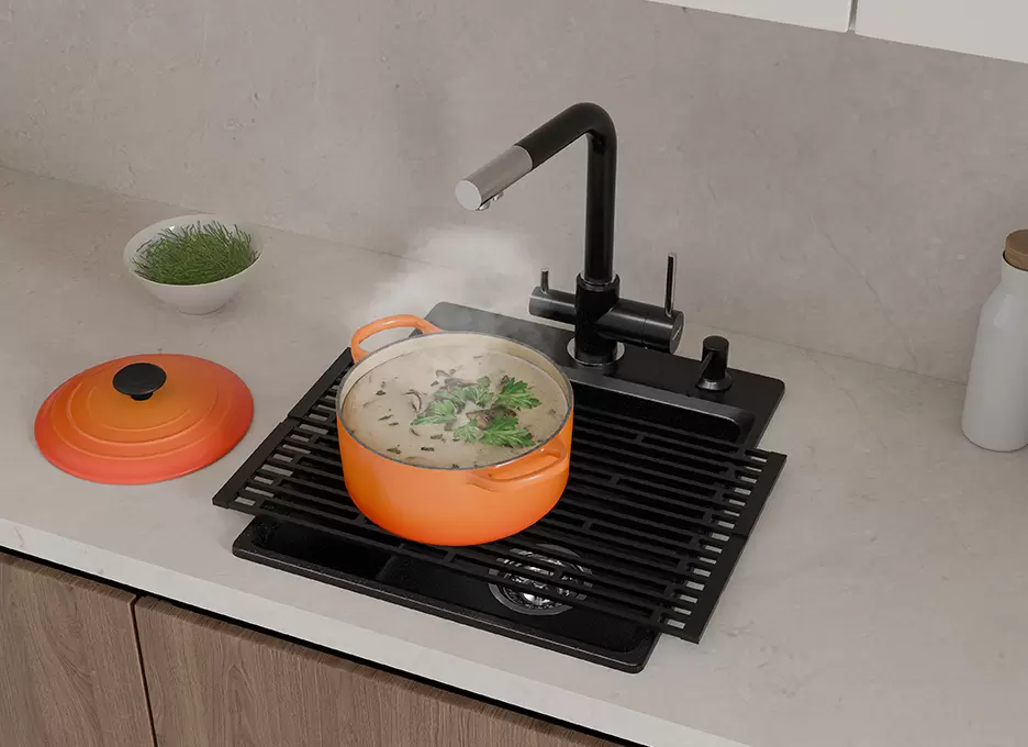 Кухонная мойка GranFest LEVEL LV-420 (черный) фото 5