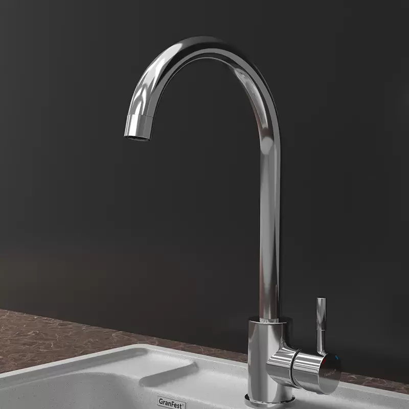 Смеситель GranFest Quarz GF-Z5410 (нержавеющая сталь) фото