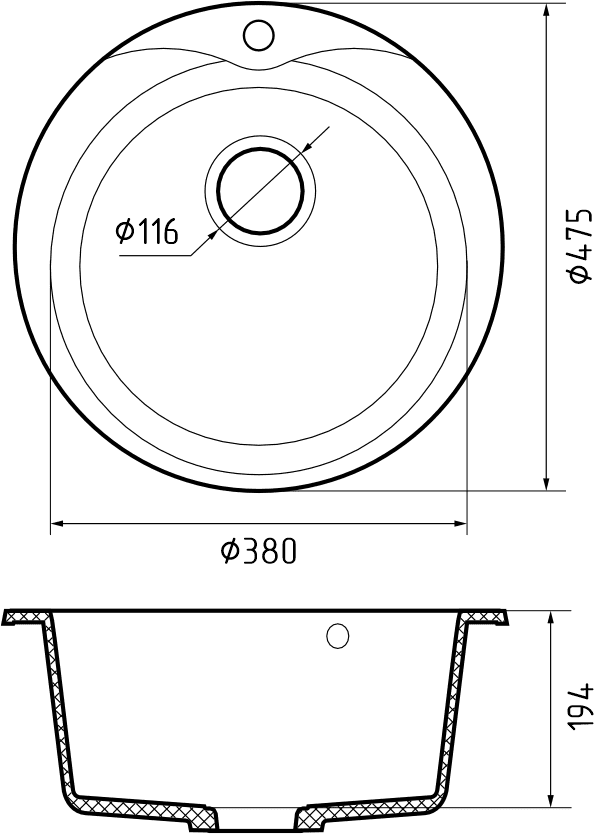 Кухонная мойка GranFest Rondo 480 (графит) фото