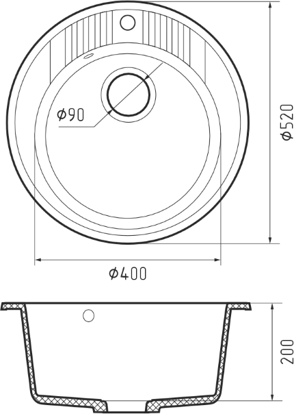 Кухонная мойка GranFest RONDO R-520 (графит) фото 3