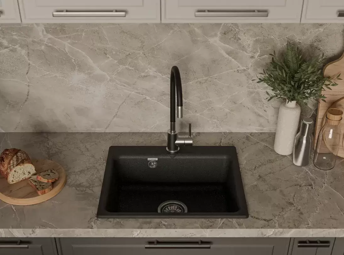 Кухонная мойка GranFest Smart GF-SM520 (черный) фото