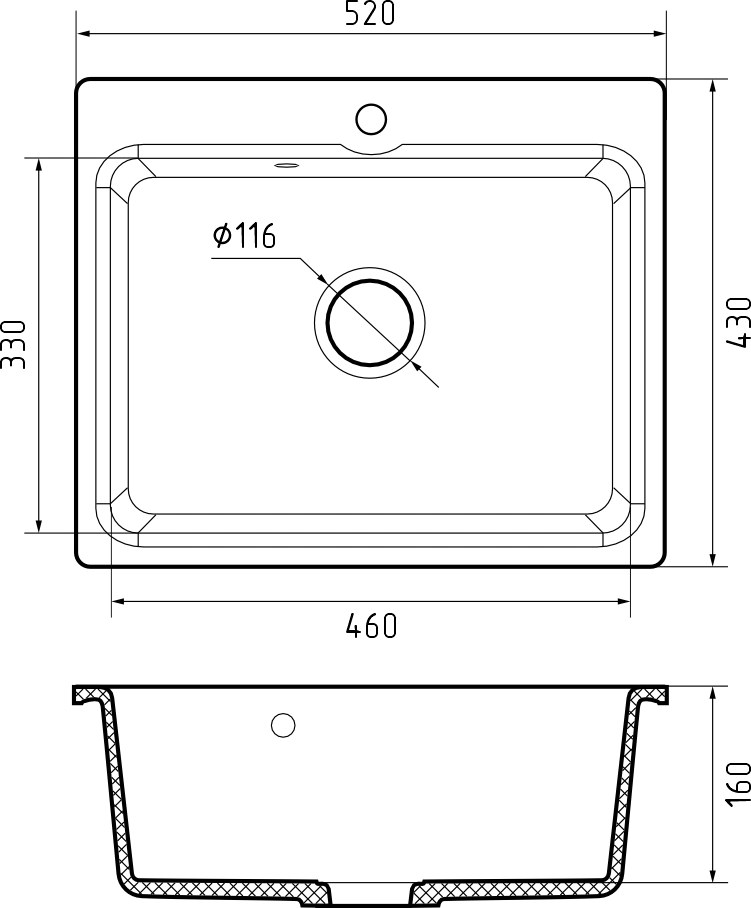 Кухонная мойка GranFest Smart GF-SM520 (черный) фото