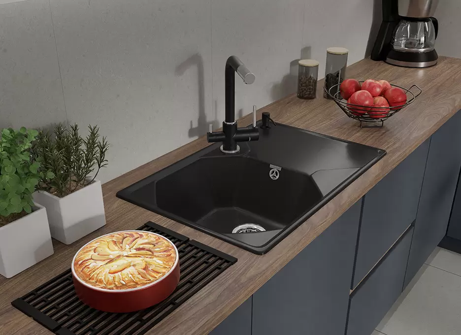 Кухонная мойка GranFest UNIQUE U-740L (черный) фото 5