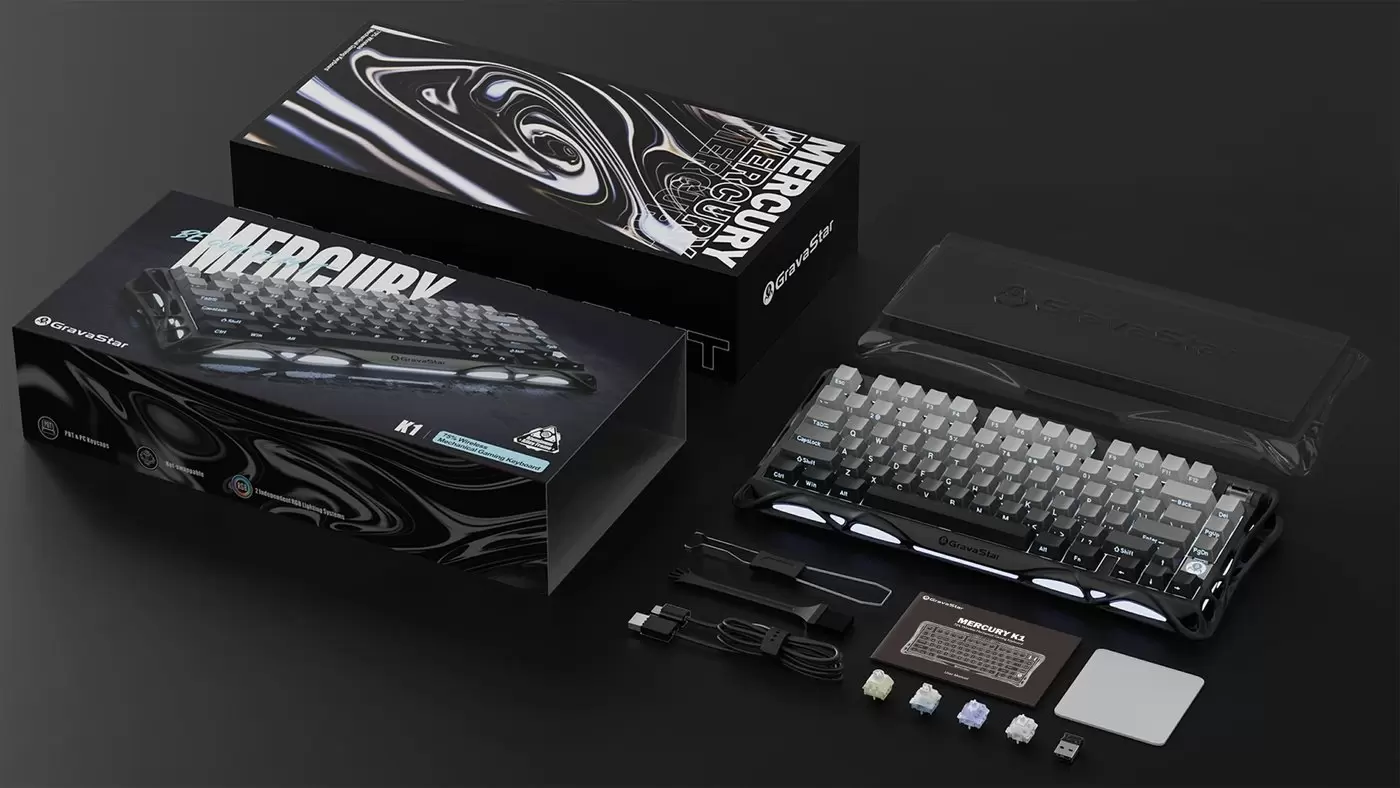 Клавиатура Gravastar Mercury K1 Gradient Black (GravaStar x Kailh Cherry Pink) фото