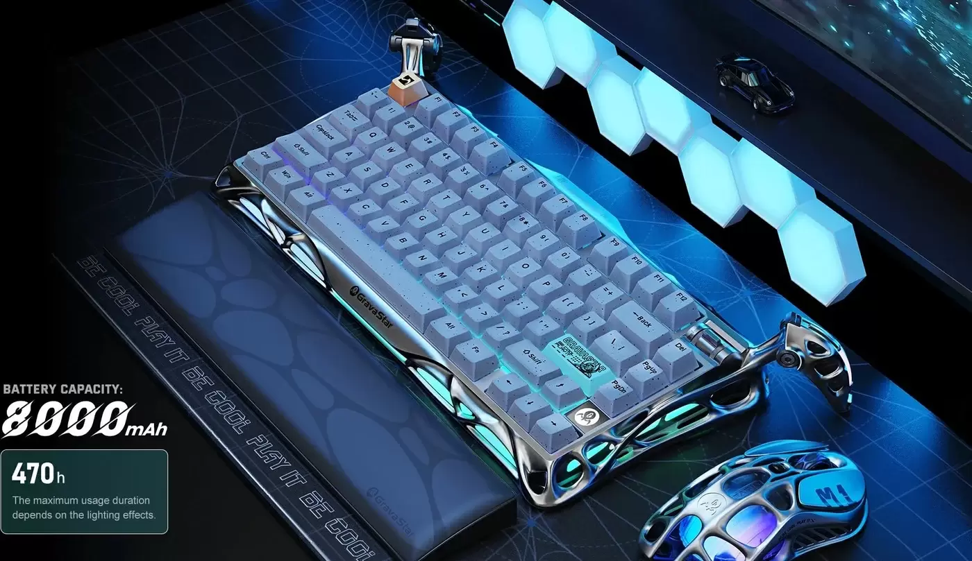 Клавиатура Gravastar Mercury K1 Pro Silver Gray (GravaStar x Kailh Speedy Mint) фото 6