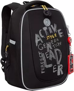 Школьный рюкзак Grizzly RAf-393-2 (черный/желтый) фото