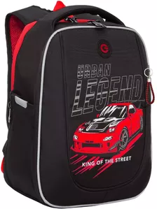 Школьный рюкзак Grizzly RAf-393-3 (черный/красный) фото