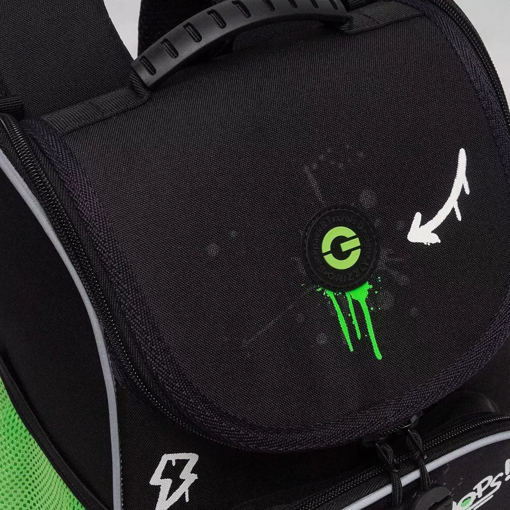 Школьный рюкзак Grizzly RAm-585-8 (черный/салатовый) фото 6