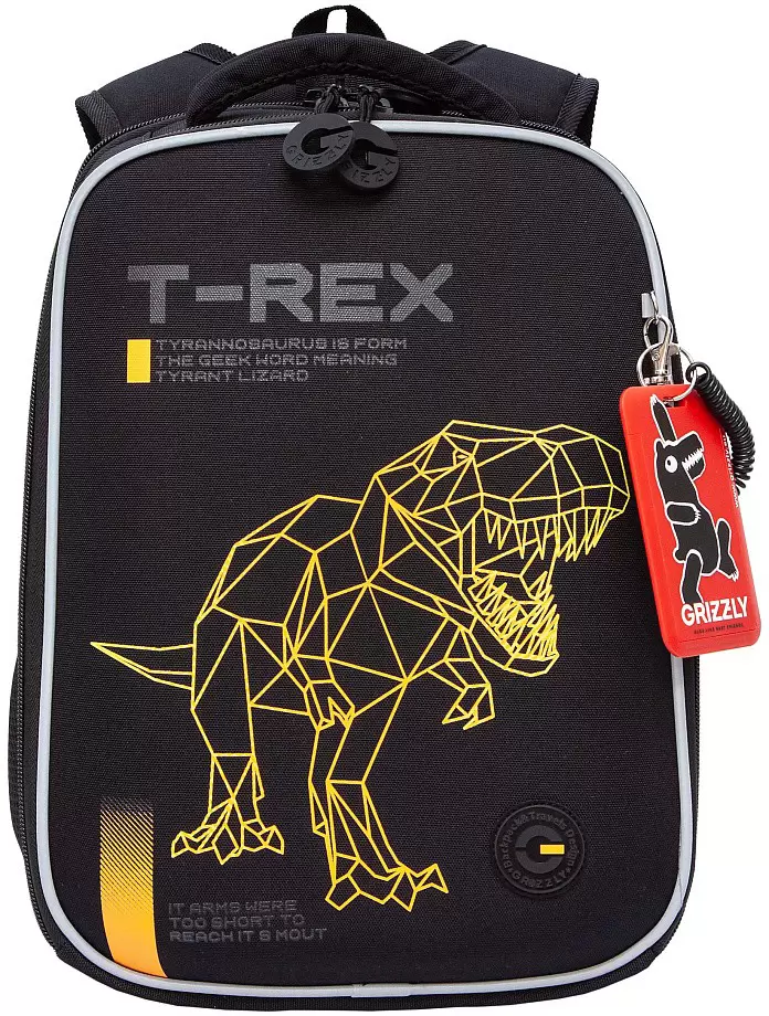 Школьный рюкзак Grizzly RAw-595-1 (черный/оранжевый) фото 2