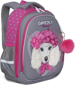 Школьный рюкзак Grizzly RAz-286-13 (серый/розовый) фото