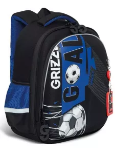 Школьный рюкзак Grizzly RAz-287-6 черный/синий фото