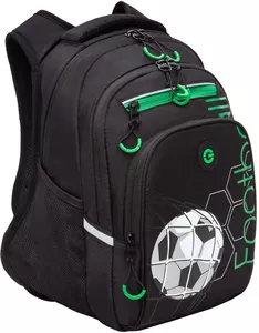Школьный рюкзак Grizzly RB-350-1 (черный/зеленый) фото