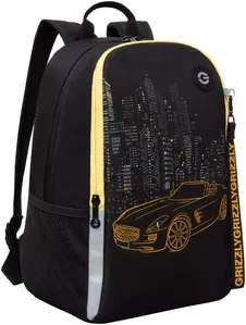 Школьный рюкзак Grizzly RB-351-5 (черный/желтый) фото