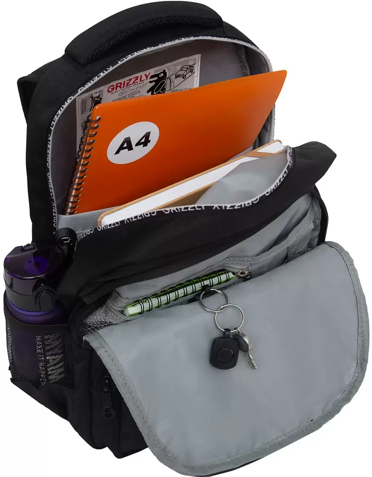 Школьный рюкзак Grizzly RB-454-1 (черный/белый) фото 5