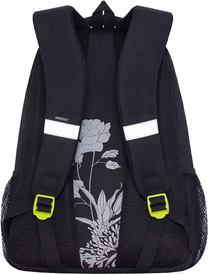 Школьный рюкзак Grizzly RD-142-2 (черный/салатовый) фото 3