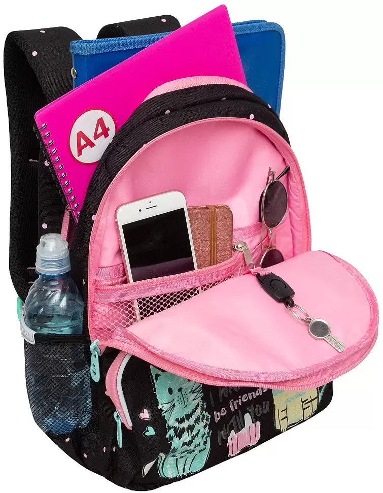 Школьный рюкзак Grizzly RG-460-1 (черный) фото 4