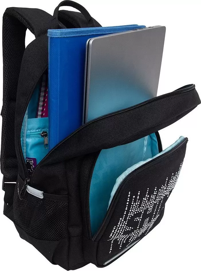 Школьный рюкзак Grizzly RG-464-3f (черный/серебряный) фото 4