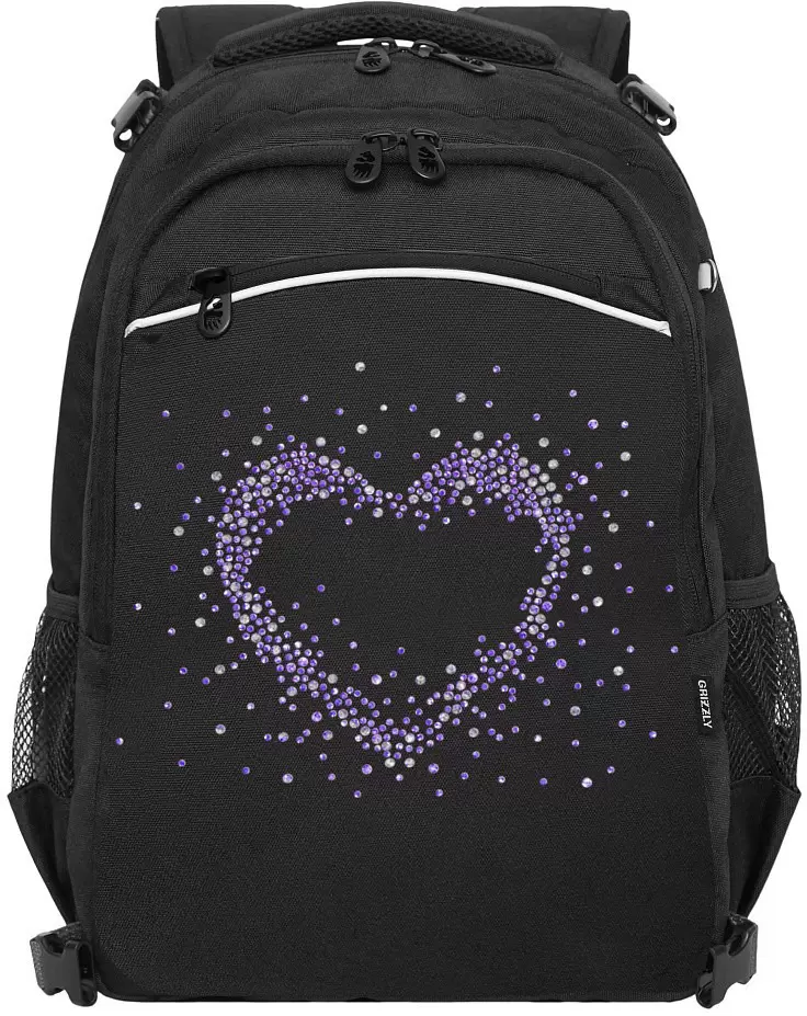 Школьный рюкзак Grizzly RG-569-1 (черный/фиолетовый) фото 2
