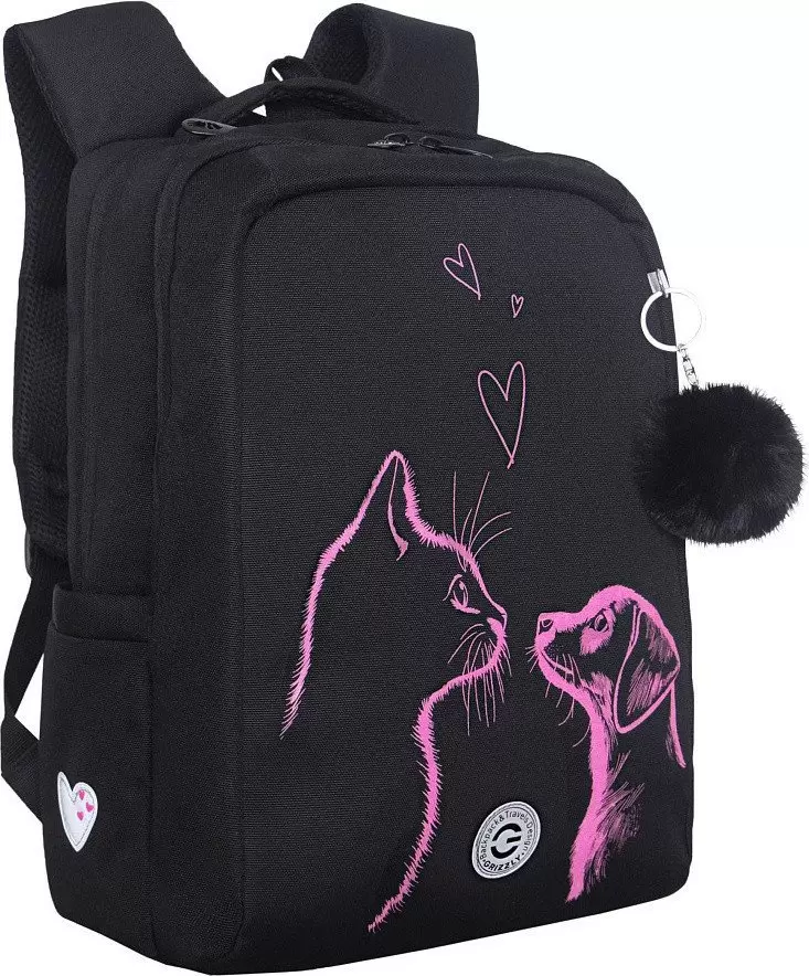 Школьный рюкзак Grizzly RG-666-5 (черный/розовый) фото 2