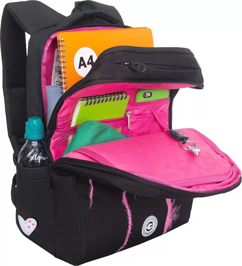 Школьный рюкзак Grizzly RG-666-5 (черный/розовый) фото 4