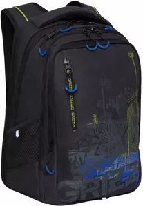 Школьный рюкзак Grizzly RU-338-1 (черный/салатовый) фото