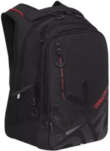 Школьный рюкзак Grizzly RU-338-2 (черный/красный) фото