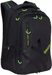 Школьный рюкзак Grizzly RU-338-2 (черный/салатовый) фото