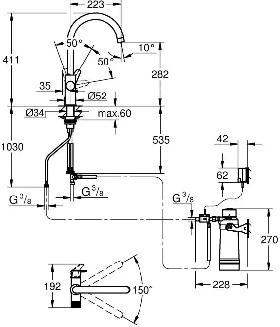 Смеситель Grohe Blue Pure BauCurve 30555000 фото