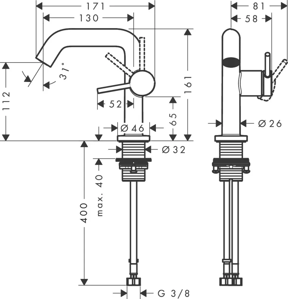 Смеситель Hansgrohe Tecturis S 110 Fine CoolStart EcoSmart+ 73320140 фото