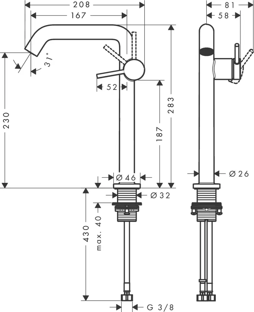 Смеситель Hansgrohe Tecturis S 240 Fine CoolStart EcoSmart+ 73372000 фото