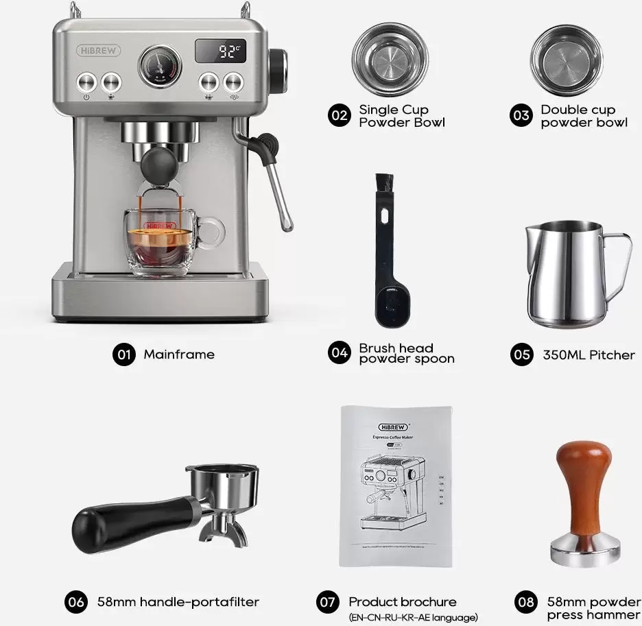 Рожковая кофеварка Hibrew H10A (серебристый) фото