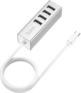 USB-хаб Hoco HB1 (серебристый) фото