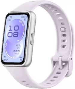 Фитнес-браслет Huawei Band 11 (серебристый полимерный корпус, с сиреневым силиконовым ремешком, международная версия) фото