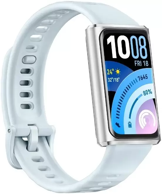 Фитнес-браслет Huawei Band 11 Pro (серебристый, с голубым силиконовым ремешком, международная версия) фото 2