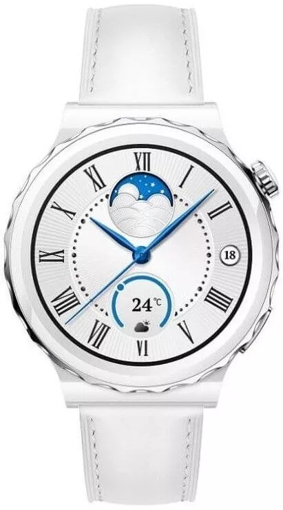 Умные часы Huawei Watch GT 3 Pro Ceramic 43 мм (белый/кожа) фото 2