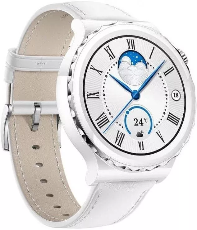 Умные часы Huawei Watch GT 3 Pro Ceramic 43 мм (белый/кожа) фото 3