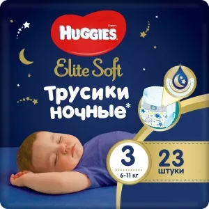 Подгузники-трусики HUGGIES Elite Soft Overnites 3 (23 шт) фото