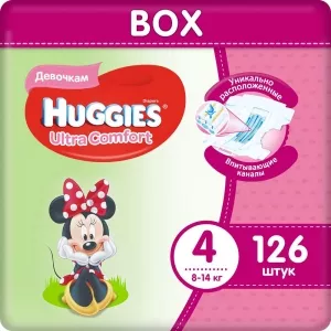 Подгузники Huggies Ultra Comfort 4 для девочек (126 шт) фото