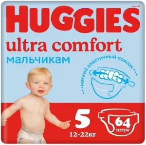 Подгузники HUGGIES Ultra Comfort 5 для мальчиков (64 шт) фото