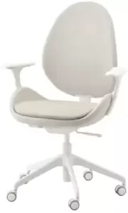 Рабочий стул IKEA HATTEFJALL (Gunnared бежевый/белый) фото
