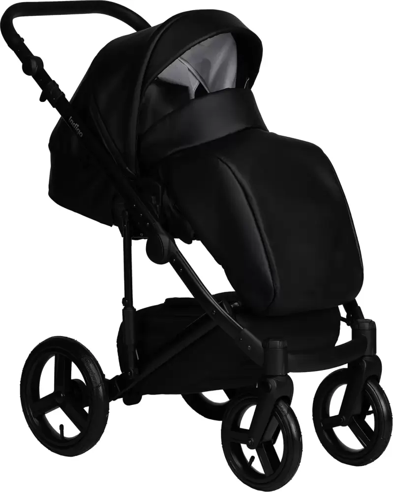 Детская универсальная коляска INDIGO Lamar 2 в 1 La (08 черная кожа) фото
