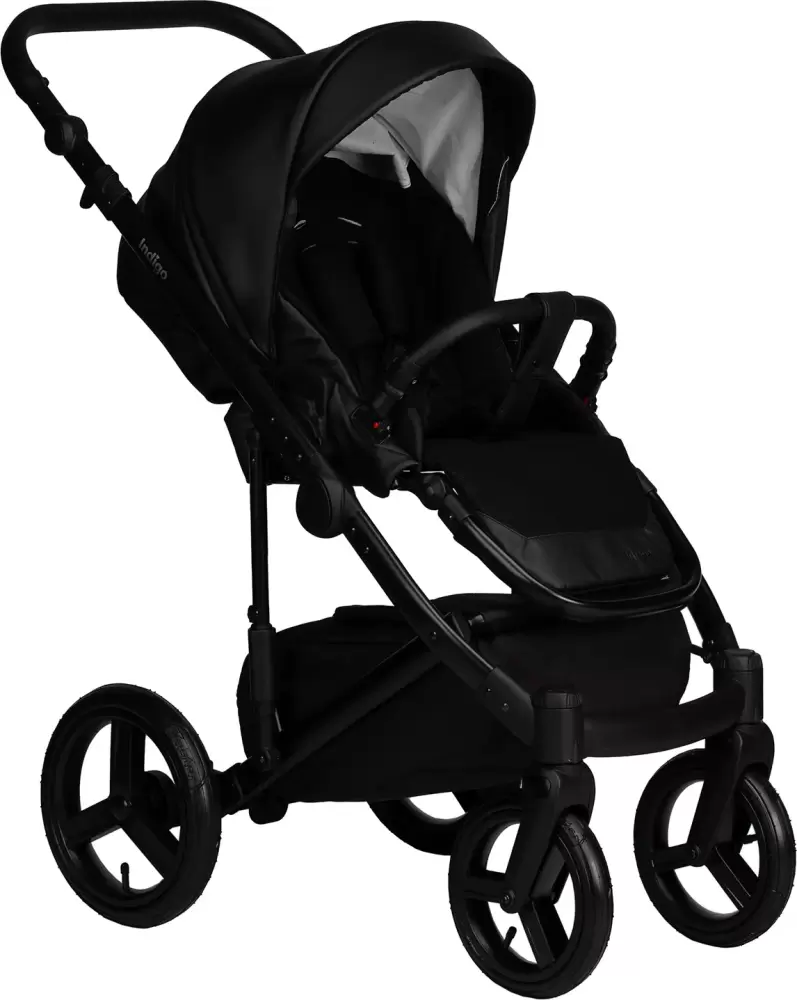 Детская универсальная коляска INDIGO Lamar 2 в 1 La (08 черная кожа) фото