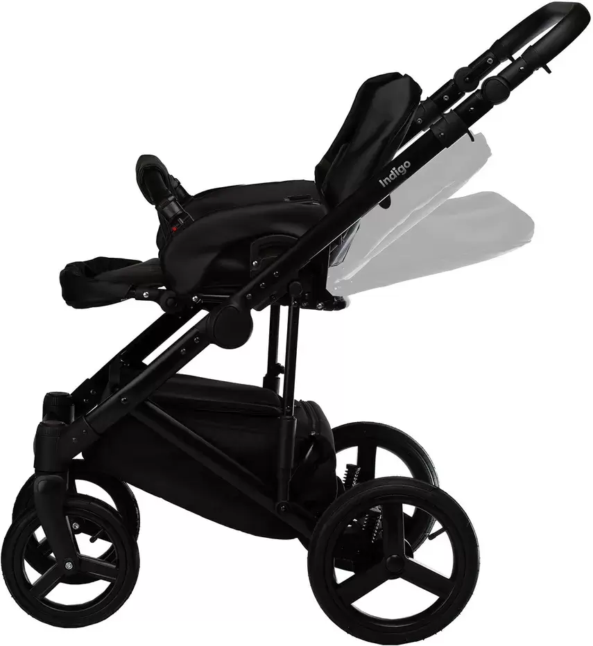 Детская универсальная коляска INDIGO Tour Eco (2 в 1, te 02/черная кожа+серая кожа) фото