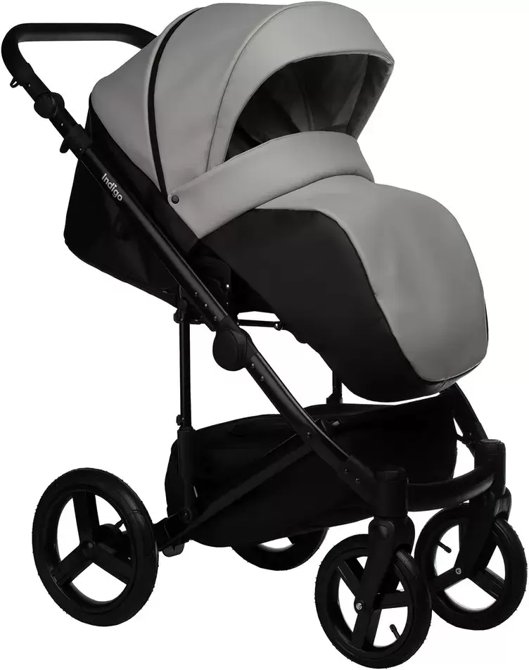 Детская универсальная коляска INDIGO Tour Eco (2 в 1, te 02/черная кожа+серая кожа) фото