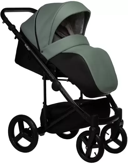 Детская универсальная коляска INDIGO Tour Eco (2 в 1, te 03/черная кожа+шалфей кожа) фото
