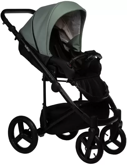 Детская универсальная коляска INDIGO Tour Eco (2 в 1, te 03/черная кожа+шалфей кожа) фото