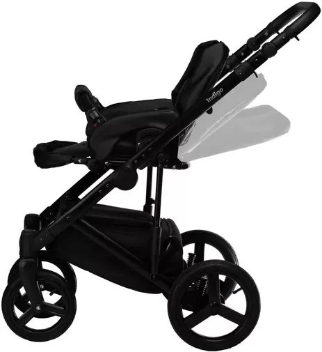Детская универсальная коляска INDIGO Tour Eco (2 в 1, te 03/черная кожа+шалфей кожа) фото